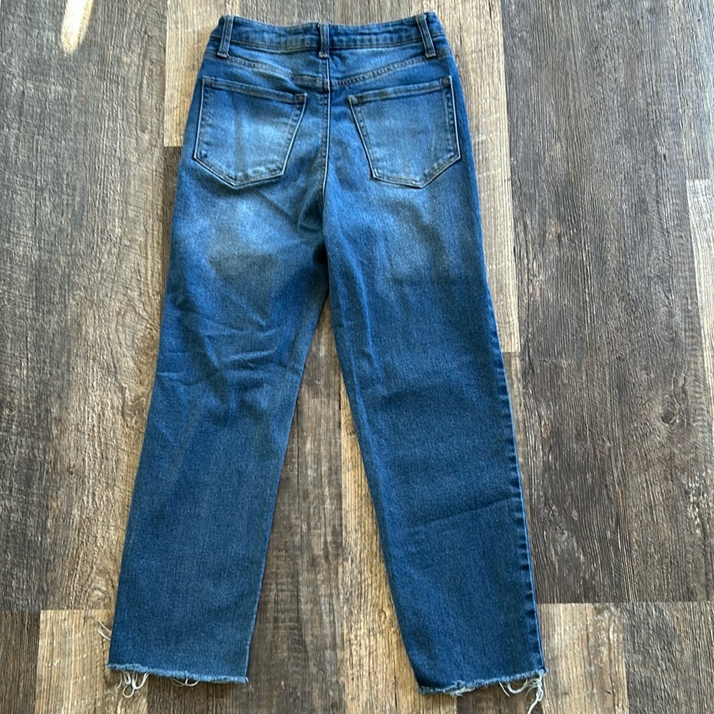 Vanilla Star Real Cheeky Distressed High Rise Medium Wash Jeans Juniors Size 9 - Picture 9 of 11